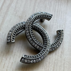 Rare Vintage Gift Brooch Chanel Dark Silver Tone With Stones Good Condition