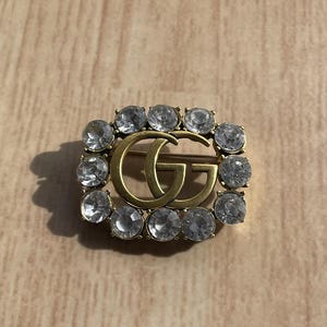 Rare Vintage Gift Brooch Gucci Gold Tone With Stones Good Condition