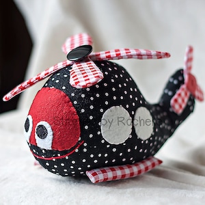Custom Stuffed Helicopter Toy: 8.5&quot; Fabric Vehicle, Melly And Me Pattern