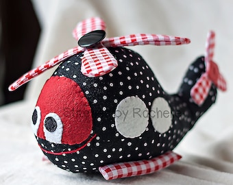 Custom Stuffed Helicopter Toy: 8.5" Fabric Vehicle, Melly And Me Pattern
