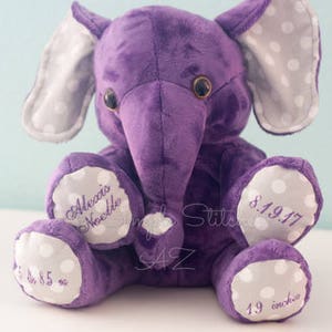 CUSTOM Stuffed Memory Elephant Stuffed Elephant Toys Stuffed Animals Memory Elephant image 6