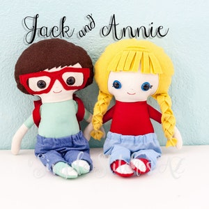 Magic Treehouse Inspired Dolls: Jack and Annie Fabric Dolls - Made To Order