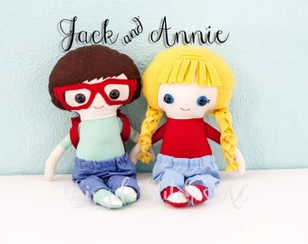 MADE TO ORDER Jack & Annie Puppen | Stoffpuppen | Stoffpuppen | Spielzeug | Puppen | Benutzerdefinierte Puppen | Puppen und Tagträume Puppen | Zauberhaftes Baumhaus