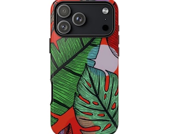 Monstera Dream-telefoonhoesje – Tropical Leaf Art stevige beschermhoes iPhone Samsung Pixel