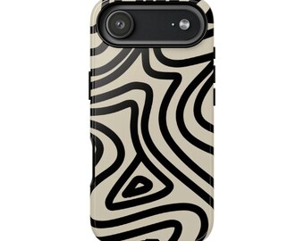 Elegant Black Wave Phone Case – Minimal Flow Art – iPhone Samsung Pixel