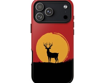 Sunset Deer Forest Phone Case – Nature Silhouette Tough Protective Cover iPhone Samsung Pixel