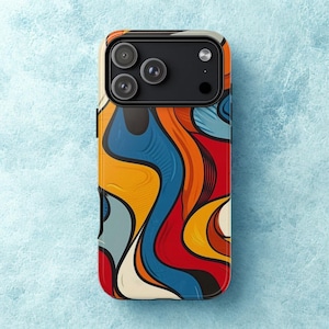 Retro-Wave-Handyhülle im auffälligen Design – Robuste Schutzhülle mit abstraktem Farbblock-Design für iPhone, Samsung und Pixel