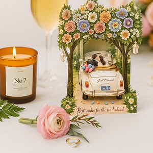Elegante 3D Pop-Up Hochzeitskarte | Handgefertigter Luxus zum Jubiläum und Valentinstag Braut & Bräutigam Glückwunschkarte