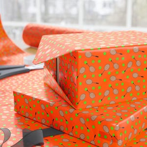 Birthday Party Gift Wrap, Vibrant Orange Polka Dot Wrapping Paper, Fun and Colorful Gift Presentation, Festive Birthday Decor
