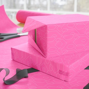 Hot Pink Geometric Gift Wrap: Modern Birthday Wrapping Paper