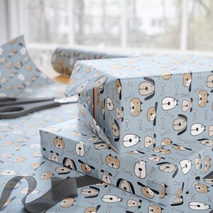 Dog Lovers - Blue Dog Wrapping Paper, Cute Puppy Gift Wrap, Fun Dog Print, Pet Lover Wrapping, Cartoon Dog Paper, Kid-Friendly Wrap