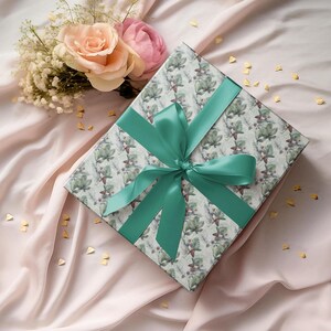 Birthday Gift Wrap With Tropical Birds, Exotic Jungle Leaves Paper Lush Green Wrapping Sheets, Fun Gift Packaging For Her