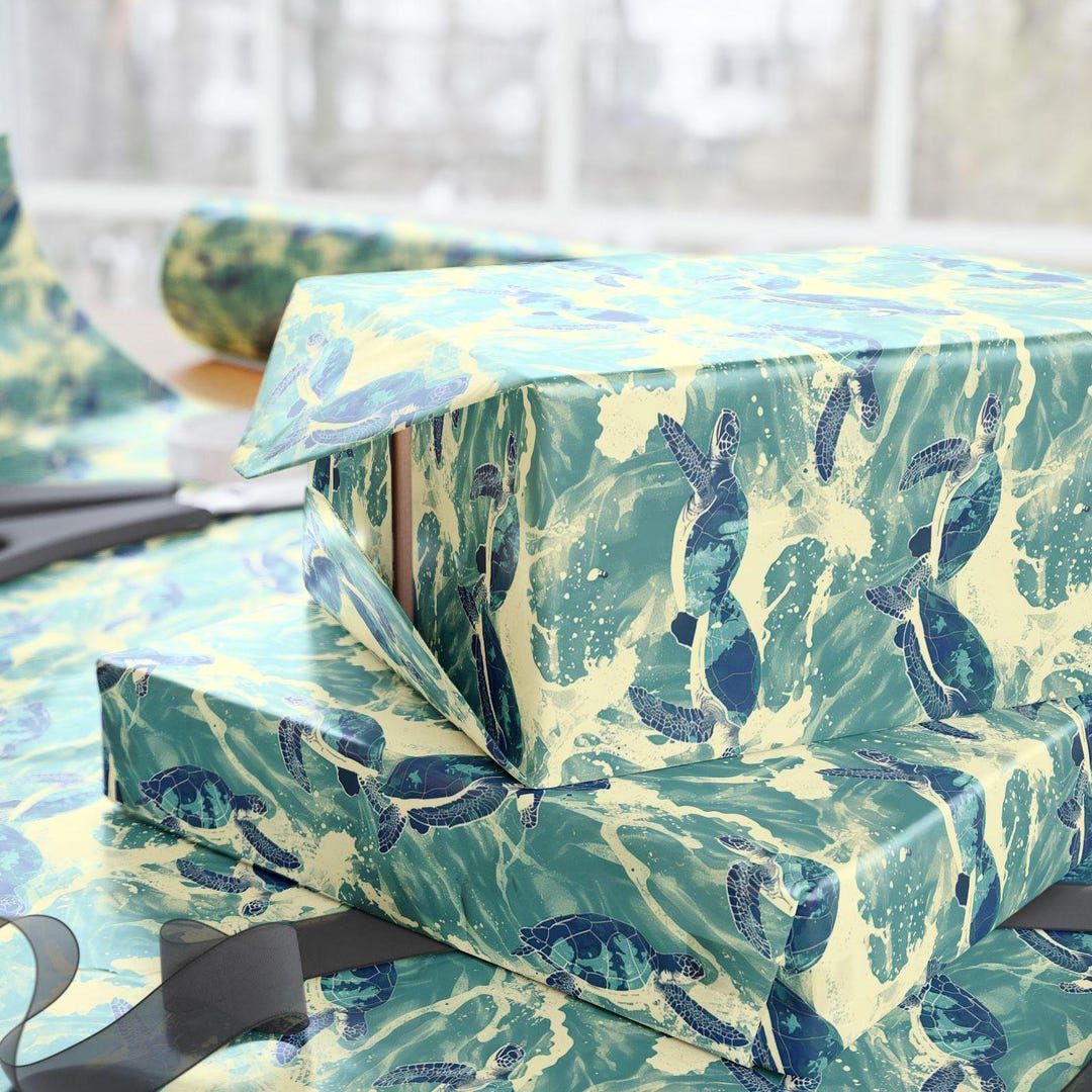 Sea Turtle Gift Wrap: Beach Theme Wrapping Paper - Etsy