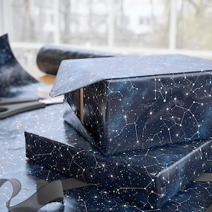 Zodiac Constellation Wrapping Paper: Celestial Night Sky Gift Wrap