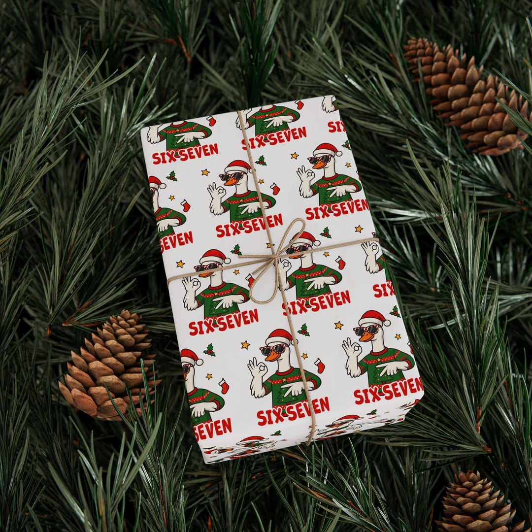 Six Seven Christmas Wrapping Paper, 67 Meme Christmas Gift Wrap, Kids ...