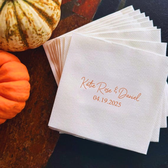 Custom Napkins, Personalized cocktail napkin, Wedding printed Paper tableware logo Monogram Birthday luncheon wedding personalised Napkins