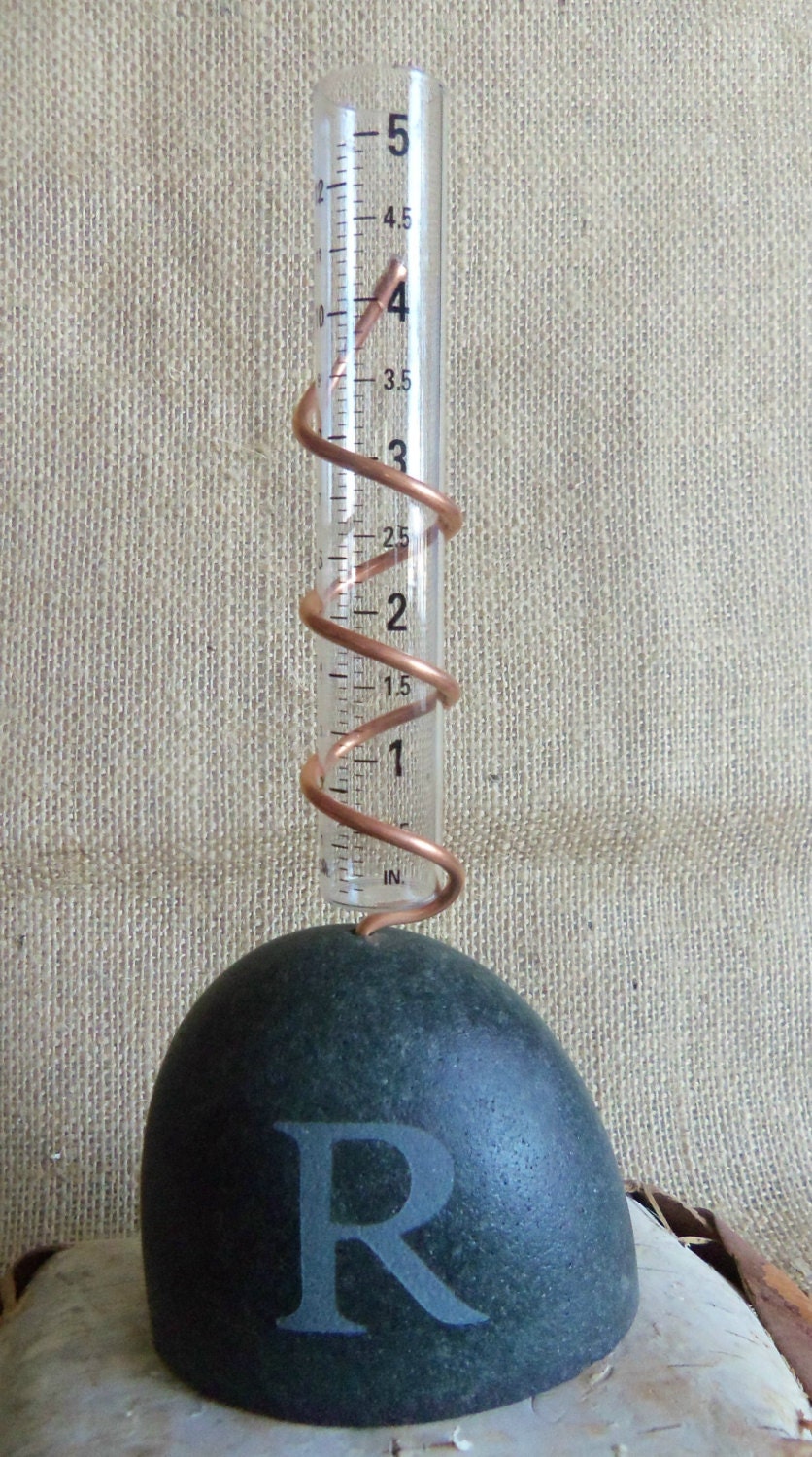 Rain Gauge Personalized With Sandblasted Initial Lake Etsy