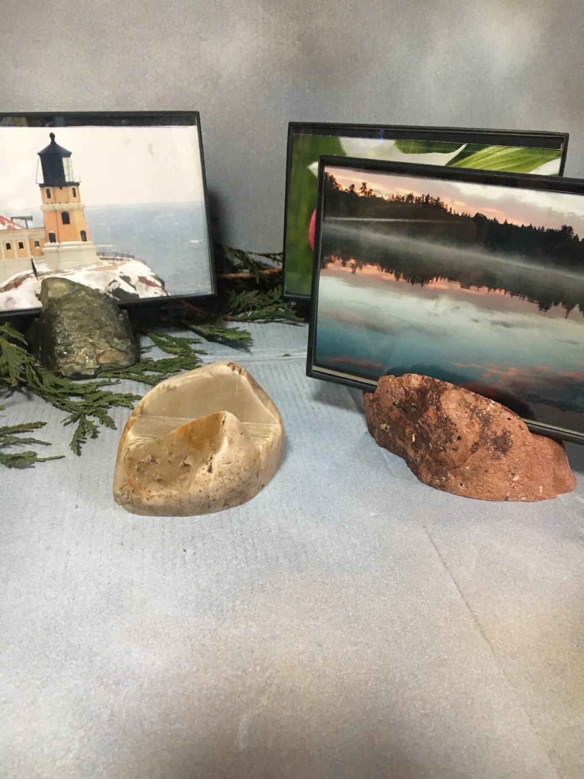 Rock Display Stand with a Framed Photo Etsy