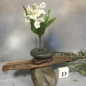 Bud Vase of Lake Superior Rock OR Rock  and Driftwood;  Select a Specific Vase