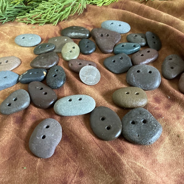 Rock Buttons set of 6  hand drilled; From Lake Superior