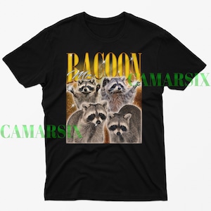 Vintage Raccoons Retro Graphic T-shirts, Vintage Raccoon Moon Tshirt, Raccoon Lovers, Funny Raccon Tee, Oversized Washed Tee, Silly Gifts
