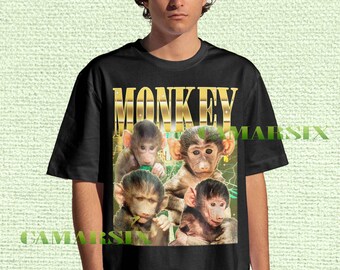 Apa-tröja, apa hiphop-stil 90-talsskjorta, söt apa-tröja, apa-rolig present till honom, söt apa-tröja, apaälskare