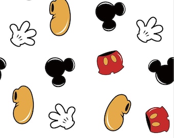 Magical Mouse Fabric Retro Mickey Mouse Fabric Magic Kingdom Fabric Cartoon Anime Fabric100% Cotton Fabric Quilting Fabric By The Half Yard