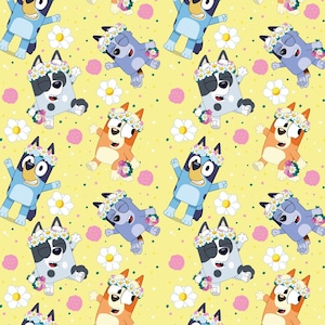 Bluey Fabric Blue Dog Fabric Bluey and Bingo Fabric Cartoon Anime Fabric100% Cotton Fabric Quilting Fabric By The Half Yard