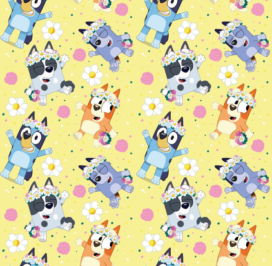 Bluey Fabric Blue Dog Fabric Bluey and Bingo Fabric Cartoon Anime Fabric100% Cotton Fabric Quilting Fabric By The Half Yard