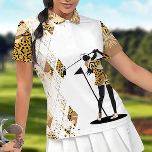 Golf Women Polo Shirt, Leopard Women Golf Shirt, Golf Women Shirt