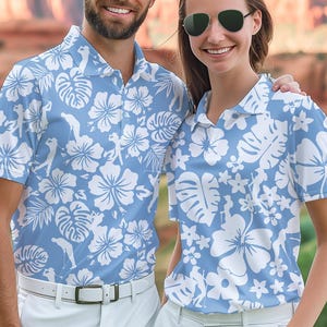 Hibiscus Golf Polo Shirt: Tropical Matching Couple Outfit