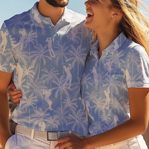 Couple Palms Golf Polo Shirt: Custom Tropical Print