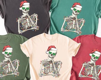 Comfort Colors Christmas Skeleton Shirt: Vintage Graphic Tee