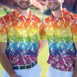 LGBTゴルフポロシャツ、LGBTハイビカスシャツ、サマープライドマンスシャツ、LGBTゲイゴルフシャツ