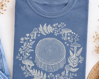 Comfort Colors  Botanical Tree Ring Shirt, Cottagecore Forest Tee, Nature Lover Gift for Women