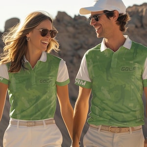 Personalized Golf Polo Shirt: Matching Couple Outfit, Custom Print