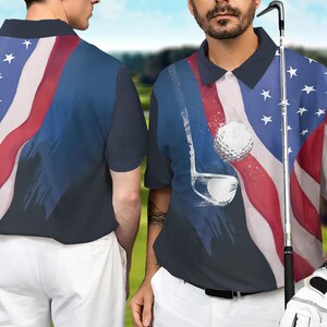 Patriotic Golf Polo Shirt, Golf American Flag Men Polo Shirt, 4th July Golf Shirt, Shirt For Men