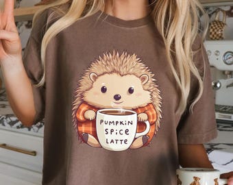 Comfort Colors Hedgehog Coffee Shirt - Unisex Vintage Tee