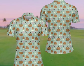 Polo floral de capibara: ropa de golf para mujer