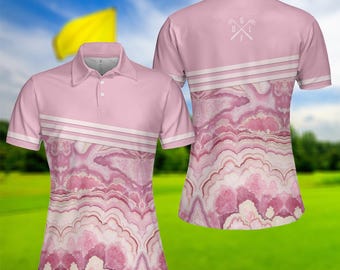 Camisa polo feminina de golfe: malha piqué rosa, vestuário personalizado para equipe