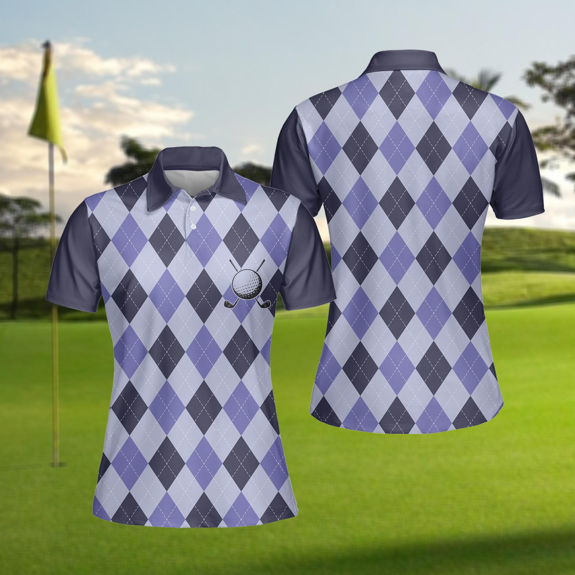 Womens Purple Argyle Golf Polo Shirt, Golfers Gift - Etsy