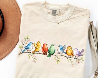 Comfort Colors  Easily Distracted By Birds Shirt, Birdwatching Graphic Tee, Nature Lover Gift for Women