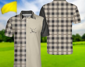Braun kariertes Golf Poloshirt im Vintage Stil