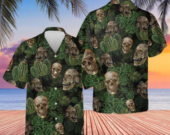 Cactus Skull Hawaiian Shirt: Men's Tropical Aloha Shirt