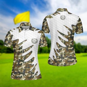 Women Cat Polo Shirt, Army Cat Pattern Golf Shirt, Women Polo Golf Shirt, Team Golf Shirt For Women