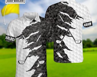 Golf Skull Poloshirt: Personalisiertes Golfer Geschenk