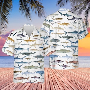 Shark Hawaiian Shirt, Summer Shark Shirt, Shark Lover Shirt, Gift For Men