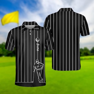 Line Art Golfer Polo Shirt: Custom Pique Knit Golf Apparel