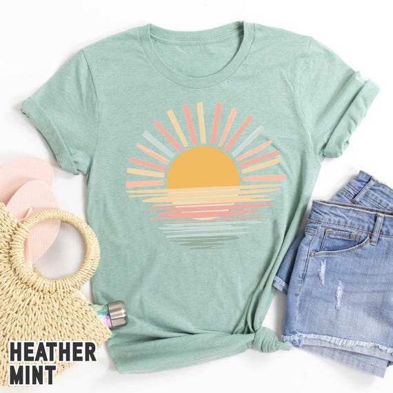 Sunshine Shirt, Retro Sunset Rays Shirt, Summer Shirt, Girls Summer Trip Shirts, Beach Vacation Shirt