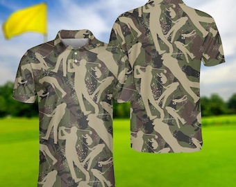 Golf Poloshirt: All-Over Print Pique Strick